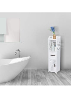 LINGWEI Small Bathroom Storage Corner Floor Cabinet with Doors and Shelves Thin Toilet Vanity Cabinet Narrow Bath Sink Organizer Towel Storage Shelf For Paper Holder White  - Image 5