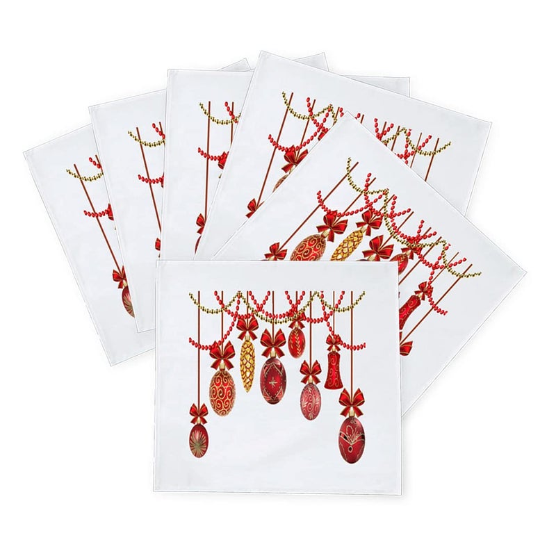 Khakee 6 Pcs Christmas Theme Silk Table Napkins 10x 10 for Xmas Decoration Christmas OrnamentsChristmas Giftxmas21255 - Image 2