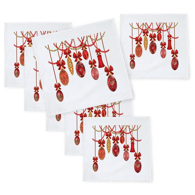 Khakee 6 Pcs Christmas Theme Silk Table Napkins 10x 10 for Xmas Decoration Christmas OrnamentsChristmas Giftxmas21255 - Image 1