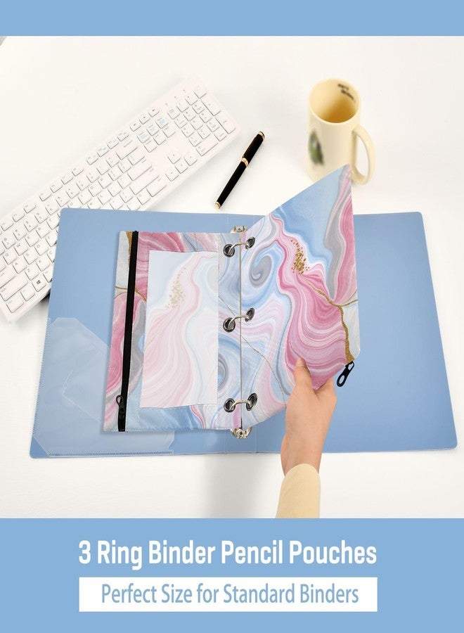 Kcldeci 3 Ring Pencil Pouch, Cute Pastel Unicorn Rainbow Glitter Marble 2 Packs Bulk Zipper Pencil Case Pencil Pouches with Clear Window for Storing School Office Supplies - Image 5