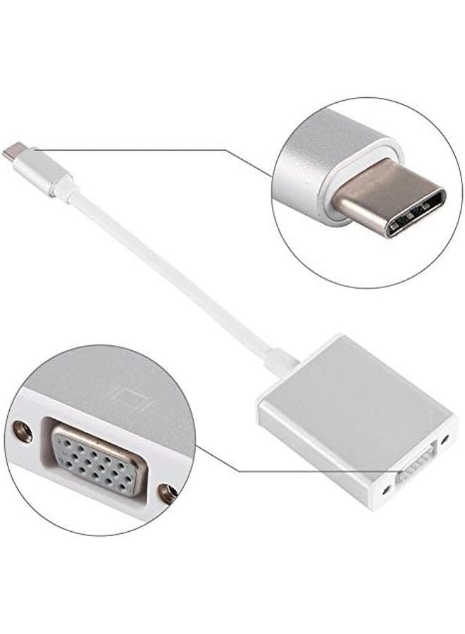 Type C to VGA Adapter Plug and Play Silver Aluminum for Presentations and Meetings - Image 4