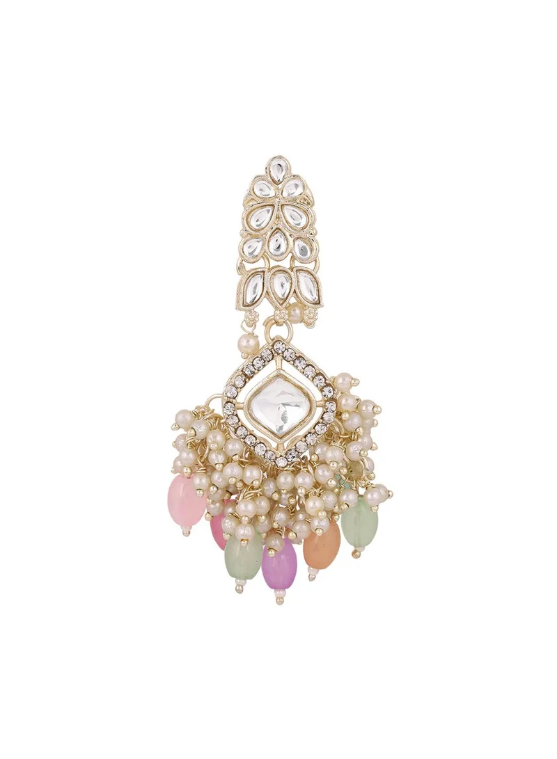 Ishin  Geometric Design Multicolor Beads with Beaded Kundan Combo Drop Earrings for Women | Best Price UAE