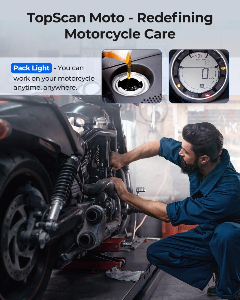 Topdon Motorcycle Scan Tool TOPDON TopScan, Wireless Motorcycle Scanner Fits for Harley, Ducati, BMW & Japan Brands, All Systems Motorbike Scanner Tool with Reset Functioan, Data Stream, AutoVIN - Image 4
