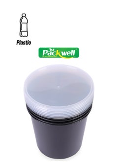 Black Base Microwave Container with Clear Lid- PWRP1958 2500 ml, Round Shaped, Pack of 5 BPA-Free, Food grade and Hygienic Perfect for Packing, Storing, Ramadan Food and Iftar Kit Distribution, etc
