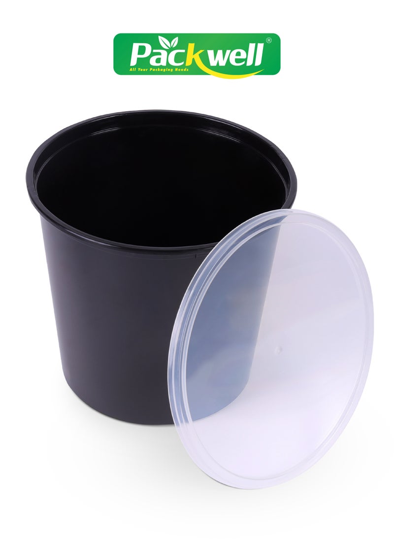 packwell Black Base Microwave Container with Clear Lid- PWRP1958 2500 ml, Round Shaped, Pack of 5 BPA-Free, Food grade and Hygienic Perfect for Packing, Storing, Ramadan Food and Iftar Kit Distribution, etc  - Image 4