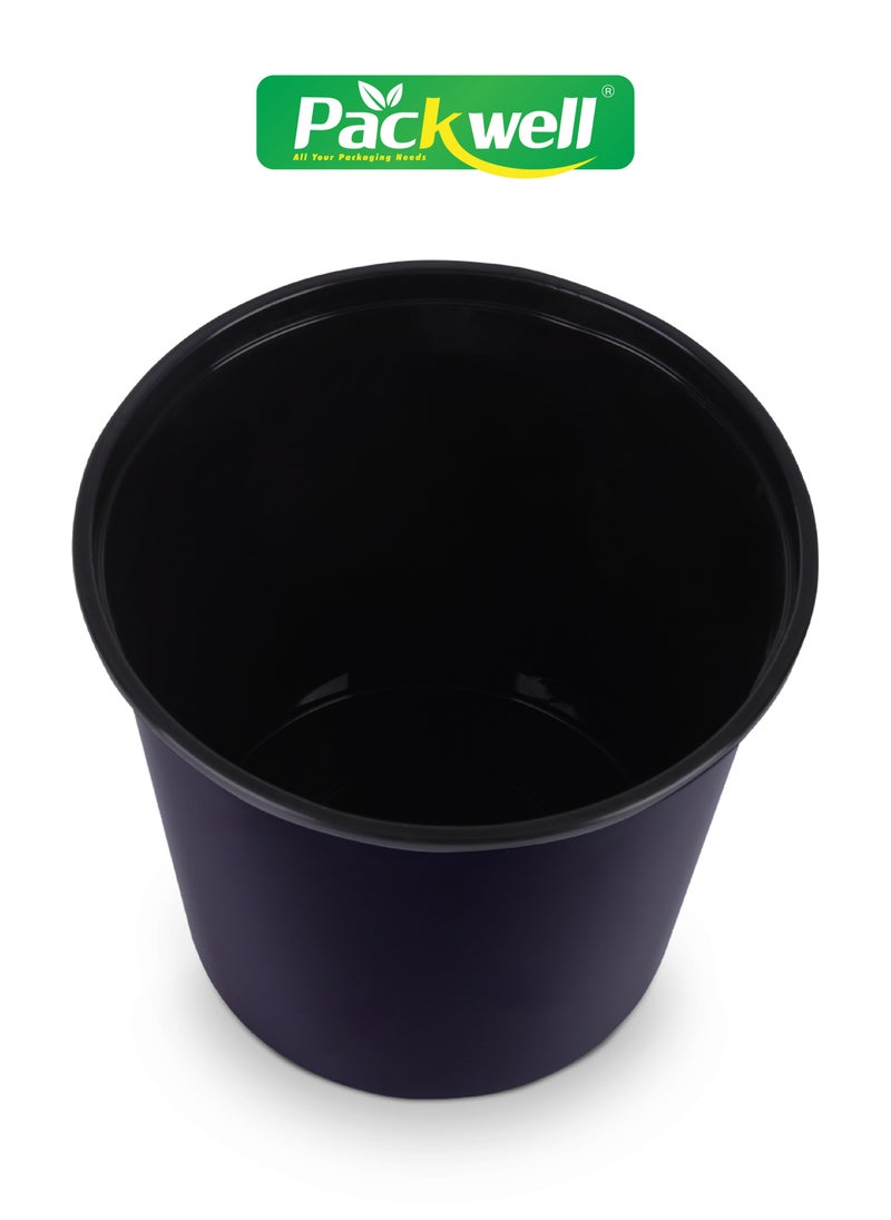 packwell Black Base Microwave Container with Clear Lid- PWRP1958 2500 ml, Round Shaped, Pack of 5 BPA-Free, Food grade and Hygienic Perfect for Packing, Storing, Ramadan Food and Iftar Kit Distribution, etc  - Image 2