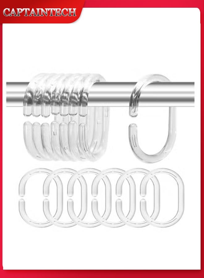 Captaintech 24 Pack Shower Curtain Ring Sliding Shower Curtain Ring Clip Transparent Plastic Curtain Ring Hook Bathroom Window Strip C Shaped Anti Rust Ring for Bathroom Shower - Image 1