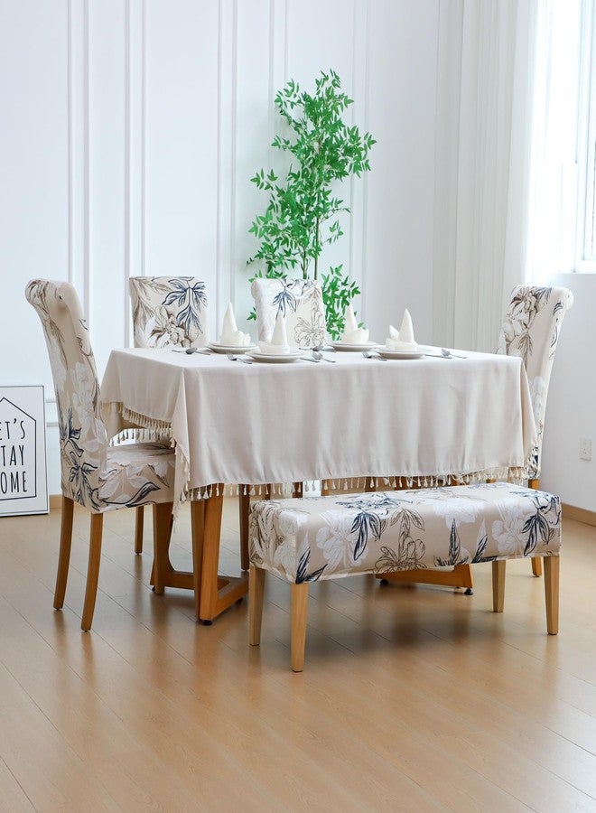 FORCHEER 4 Chair and Bench Covers for Dining Chairs Waterproof Floral Dining Room 4 Piece Kitchen Chair Slipcovers with Bench Seat Cover Set Washable (Waterproof Elegent-Flowers) - Image 2