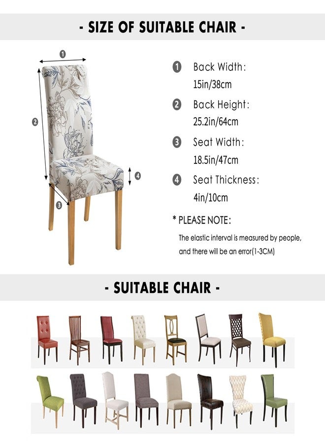 FORCHEER 4 Chair and Bench Covers for Dining Chairs Waterproof Floral Dining Room 4 Piece Kitchen Chair Slipcovers with Bench Seat Cover Set Washable (Waterproof Elegent-Flowers) - Image 3