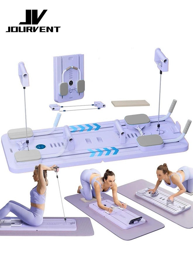 Jourvent - Pilates Board,  2025 Pilates Reformer Set, 5 in1 Pilates Reformer Machine with Timer, Multi-Purpose Foldable Pilates Reformer Board for Home, Pilates Sliding Board for Home Women Men - Image 1