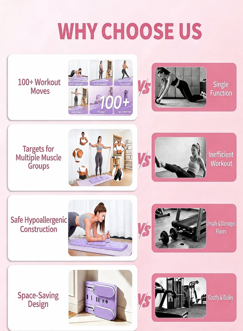 Jourvent Pilates Board,   Pilates Reformer Set, 5 in1 Pilates Reformer Machine with Timer, Multi-Purpose Foldable Pilates Reformer Board for Home, Pilates Sliding Board for Home Women Men - Image 4