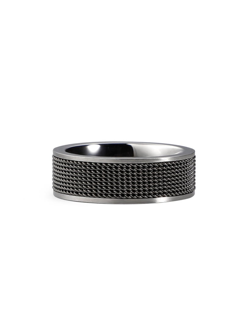 ZINK Men's Silver & Black Stainless Steel Ring | ZJRG006SPMG-22 - Image 3