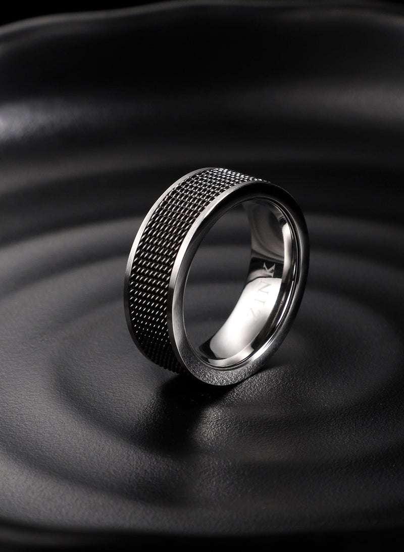 ZINK Men's Silver & Black Stainless Steel Ring | ZJRG006SPMG-22 - Image 4