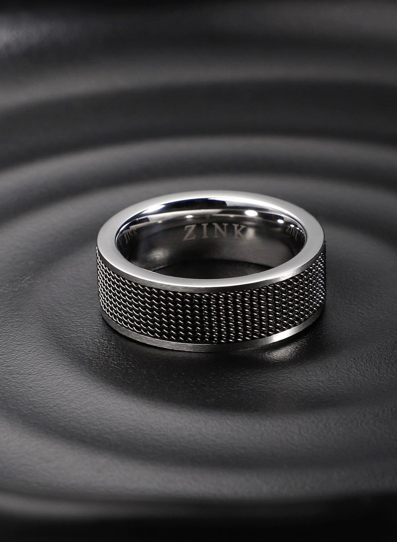ZINK Men's Silver & Black Stainless Steel Ring | ZJRG006SPMG-22 - Image 5