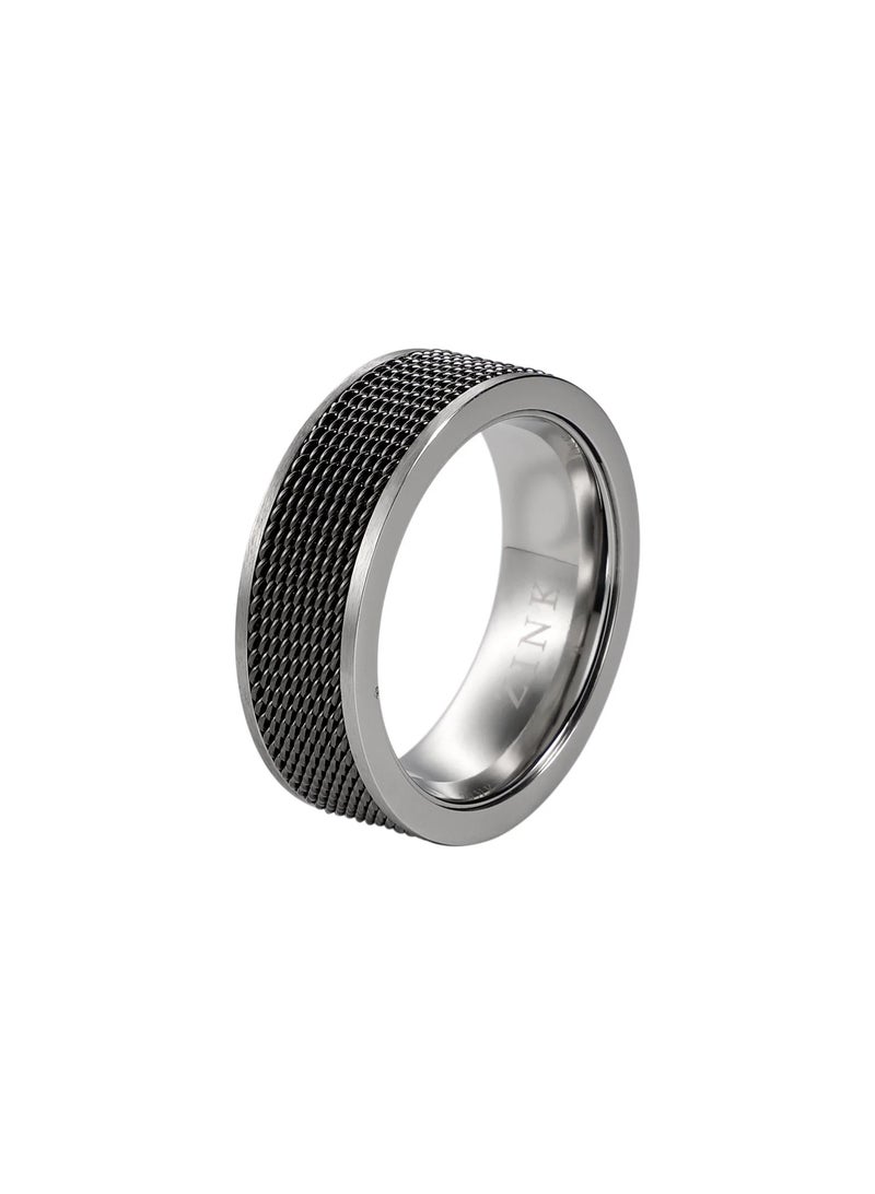 ZINK Men's Silver & Black Stainless Steel Ring | ZJRG006SPMG-22 - Image 1