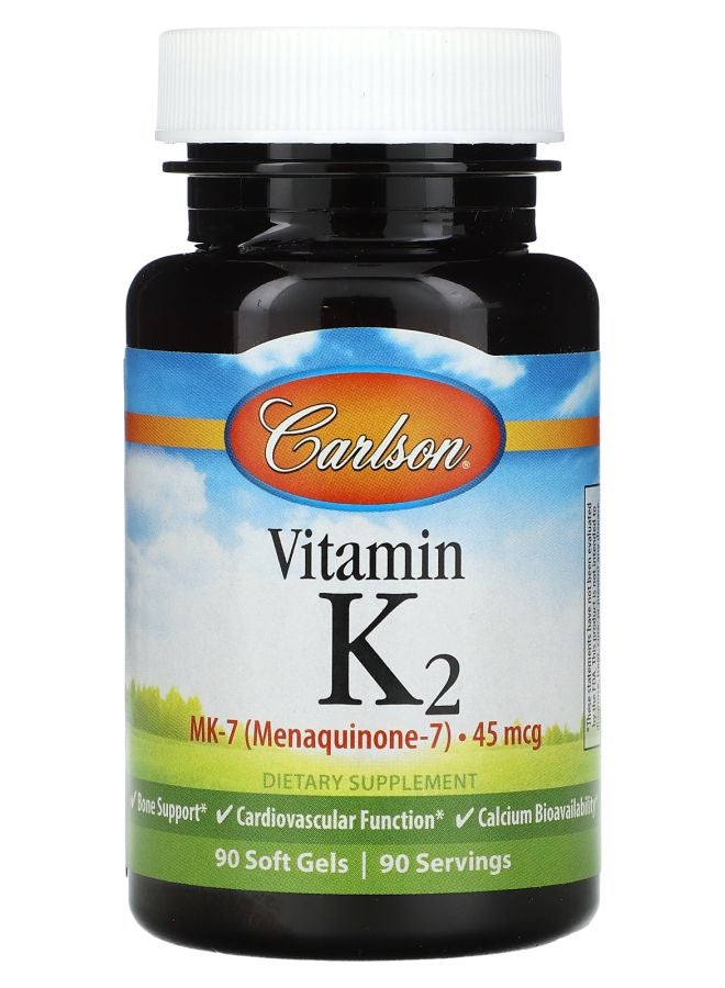 Vitamin K2 MK-7 (Menaquinone-7)  45 mcg 90 Soft Gels