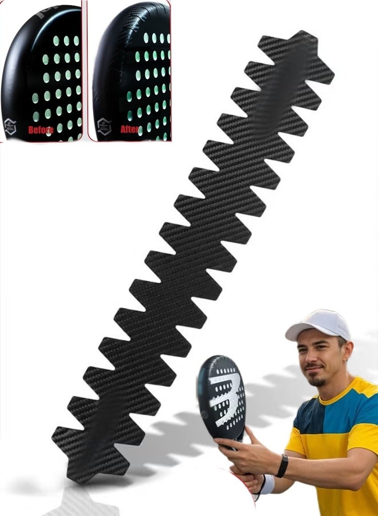 Racket Protector, Carbon Fiber Texture – Large | Lightweight & Durable for Maximum Edge Protection | Universal Fit, Easy to Apply - Image 1