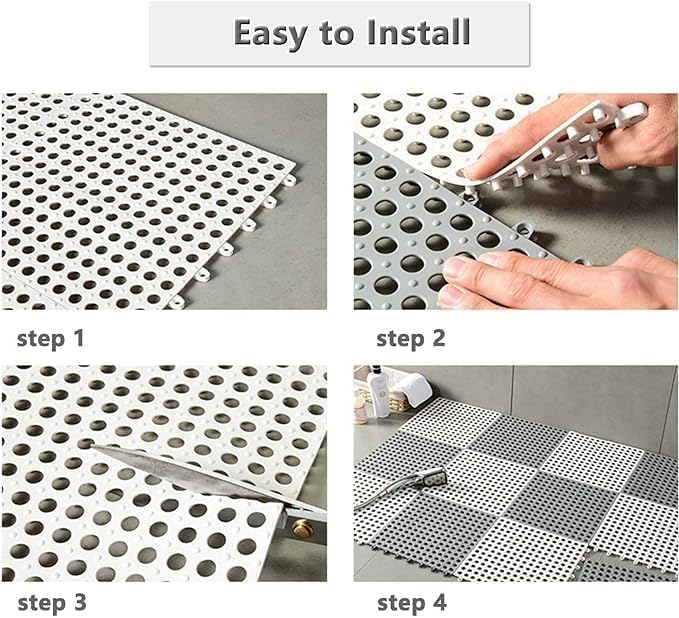 6 pcs Interlocking Shower mat for Bathroom Anti Slip Big Size Bathtub mat with Drain Holes Suction Cups for Bathroom Inside Rubber mat for Floor Tiles 12 12 inchMulticolour 2024  - Image 2