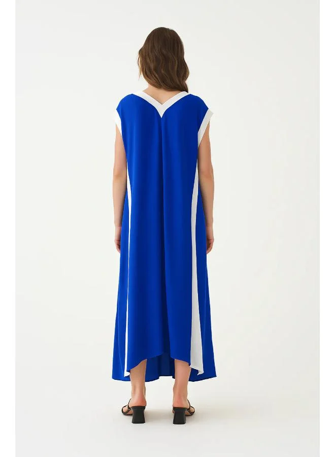 Hoxton Gal Blue V‑Neck Sleeveless Oversized Maxi Dress