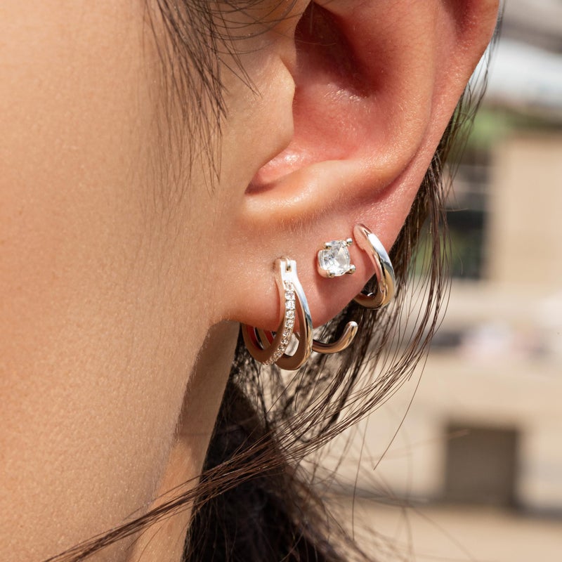 Poxtex Small Silver Hoop Earrings for Women Huggie Cartilage Earrings Set for Multiple Piercing Lightweight Hypoallergenic 925 Sterling Silver Jewelry for Gift - Image 2