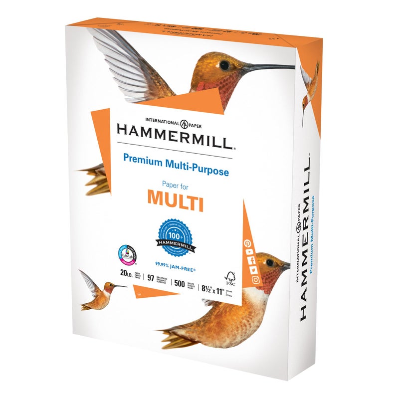 Hammermill Printer Paper, Premium Multipurpose Paper 20 lb, 8.5 x 11 - 1 Ream (500 Sheets) - 97 Bright, Made in the USA - Image 2