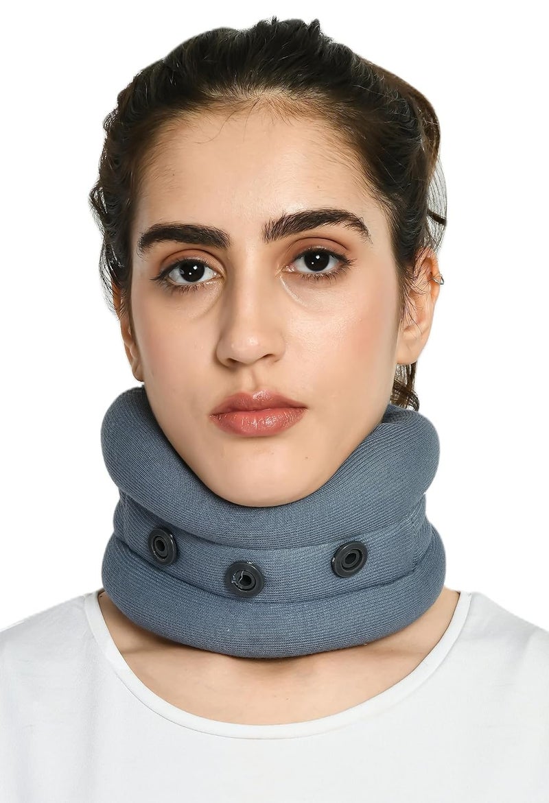 ZEDAN Soft Foam Universal Cervical Collar | Adjustable Neck Support Brace | For Sleeping - Relieves Neck Pain & Spine Pressure | Neck Collar After Whiplash or Injury | For Women & Men - (XL, Grey) - Image 1