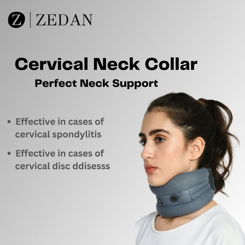 ZEDAN Soft Foam Universal Cervical Collar | Adjustable Neck Support Brace | For Sleeping - Relieves Neck Pain & Spine Pressure | Neck Collar After Whiplash or Injury | For Women & Men - (XL, Grey) - Image 4