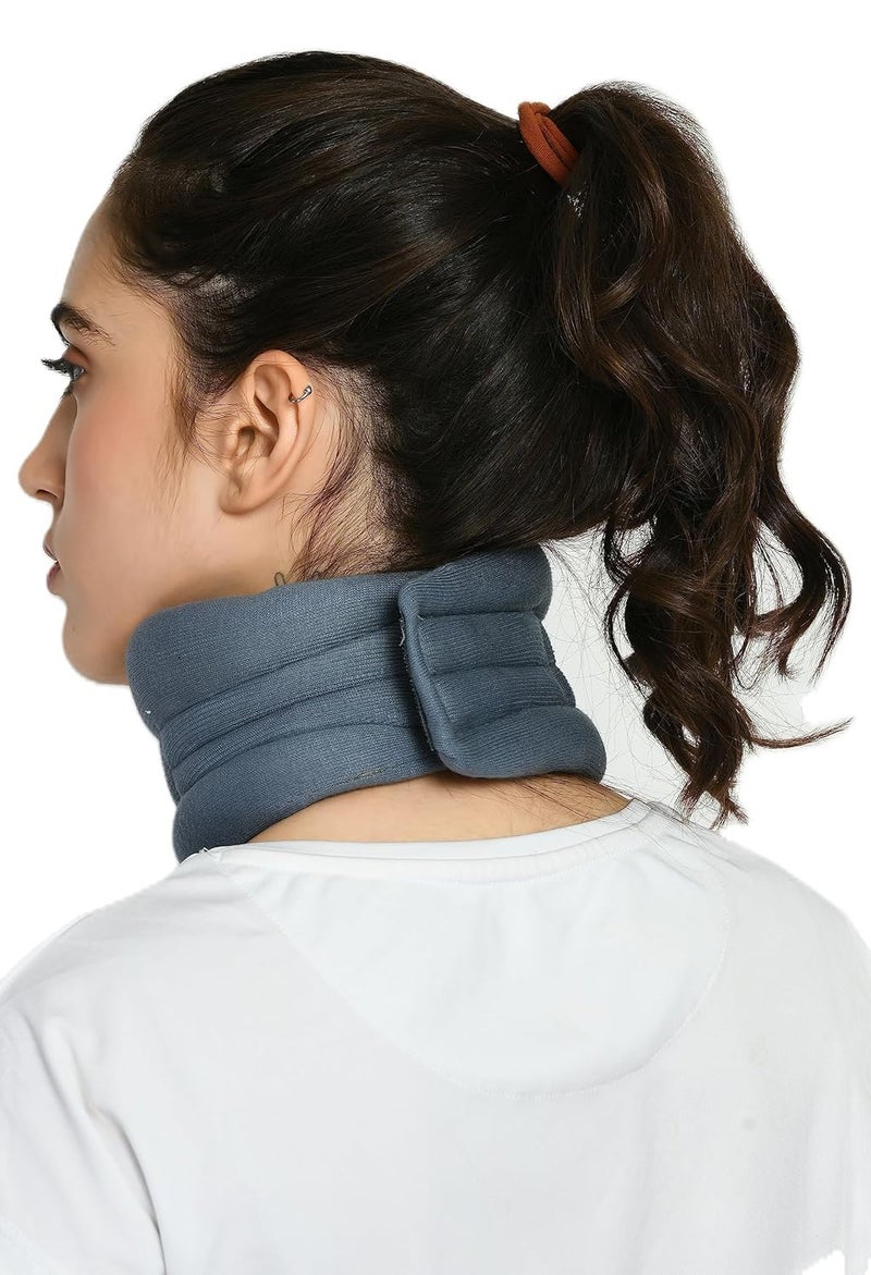 ZEDAN Soft Foam Universal Cervical Collar | Adjustable Neck Support Brace | For Sleeping - Relieves Neck Pain & Spine Pressure | Neck Collar After Whiplash or Injury | For Women & Men - (XL, Grey) - Image 2