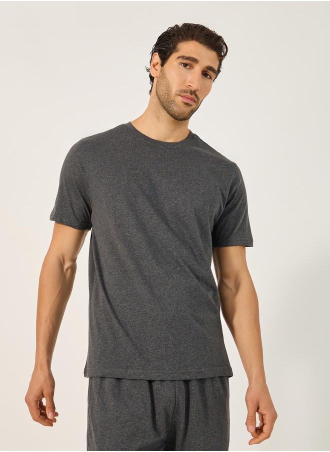 Styli Set of 2 - Solid Round Neck T-Shirt and Pyjama Set  - Image 3