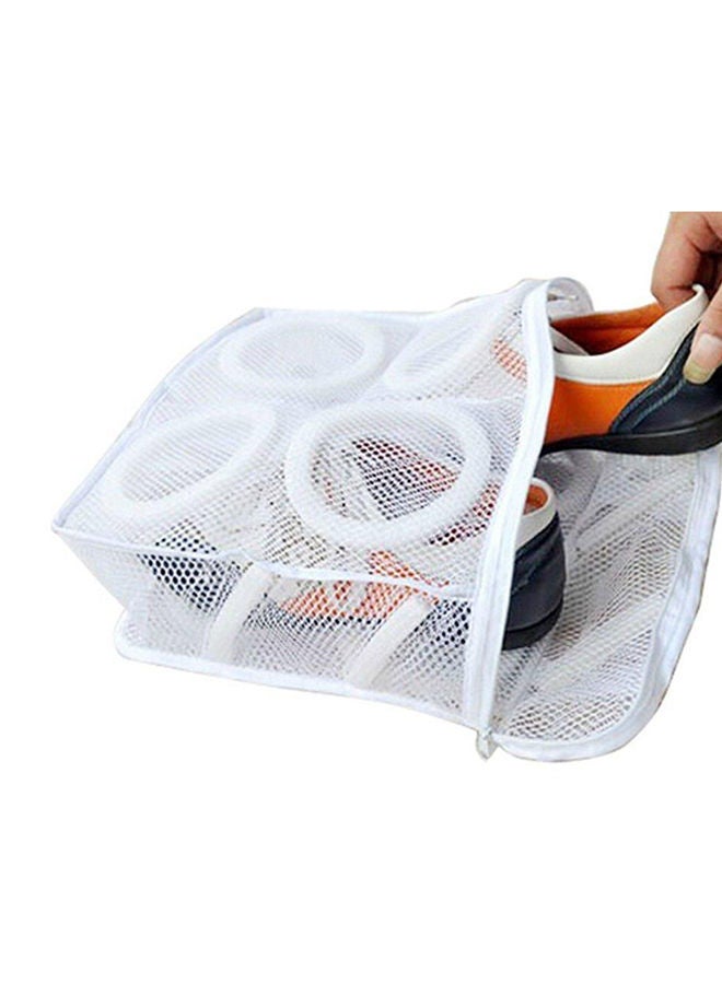 NIBEMINENT Shoes Laundry Net Hanging Wash Bag White 10x10x5centimeter - Image 2