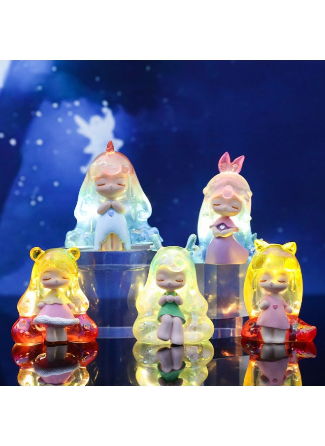 null - Lights Blind Box Cute Rabbit Unicorn Hand-made Desktop Ornaments Girl Toy Birthday Gift-Color:Jade Gui Dog (lights Up As Soon As You Shoot It)★Unzip The Pat Light)-Specification:Dream Night Light Up Blind Box - Image 1