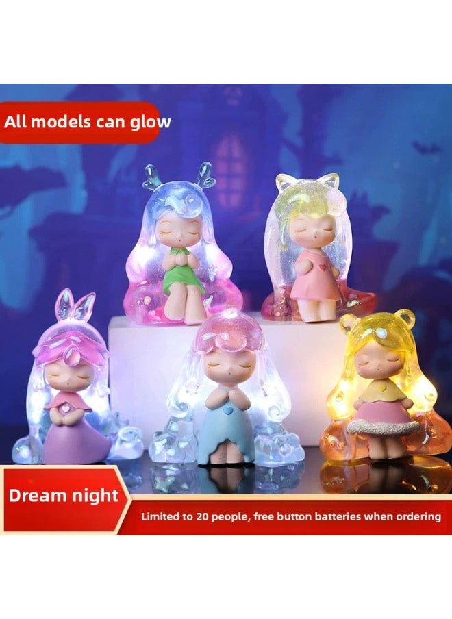 null - Lights Blind Box Cute Rabbit Unicorn Hand-made Desktop Ornaments Girl Toy Birthday Gift-Color:Jade Gui Dog (lights Up As Soon As You Shoot It)★Unzip The Pat Light)-Specification:Dream Night Light Up Blind Box - Image 1