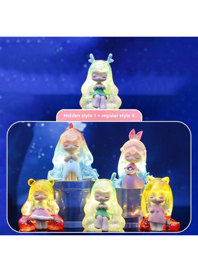 null - Lights Blind Box Cute Rabbit Unicorn Hand-made Desktop Ornaments Girl Toy Birthday Gift-Color:Jade Gui Dog (lights Up As Soon As You Shoot It)★Unzip The Pat Light)-Specification:Dream Night Light Up Blind Box - Image 1