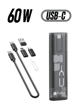 ProOne ProOne USB Cable Conversion Storage Box, Multi-type Charging Cable Converter, Micro Data Transfer Tool, PD 60W Charging and Data Transfer Cable Kit, Sim Card Tray Eject Tool and Slots  - Image 1
