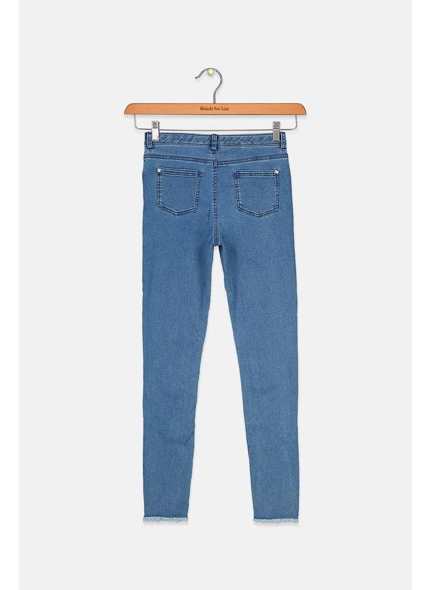 Tchibo - Kids Girl Regular Fit Washed Denim Jeans, Blue - Image 1