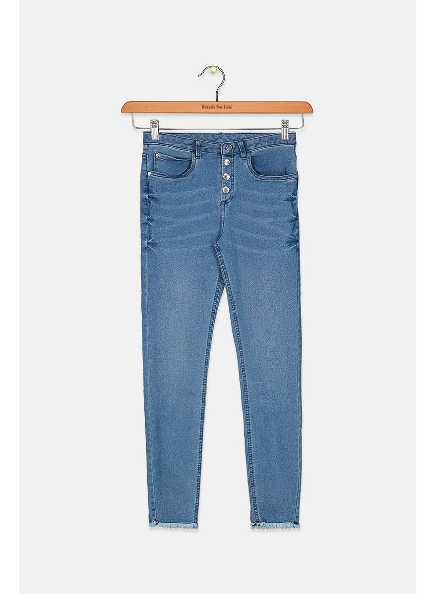 Tchibo - Kids Girl Regular Fit Washed Denim Jeans, Blue - Image 1