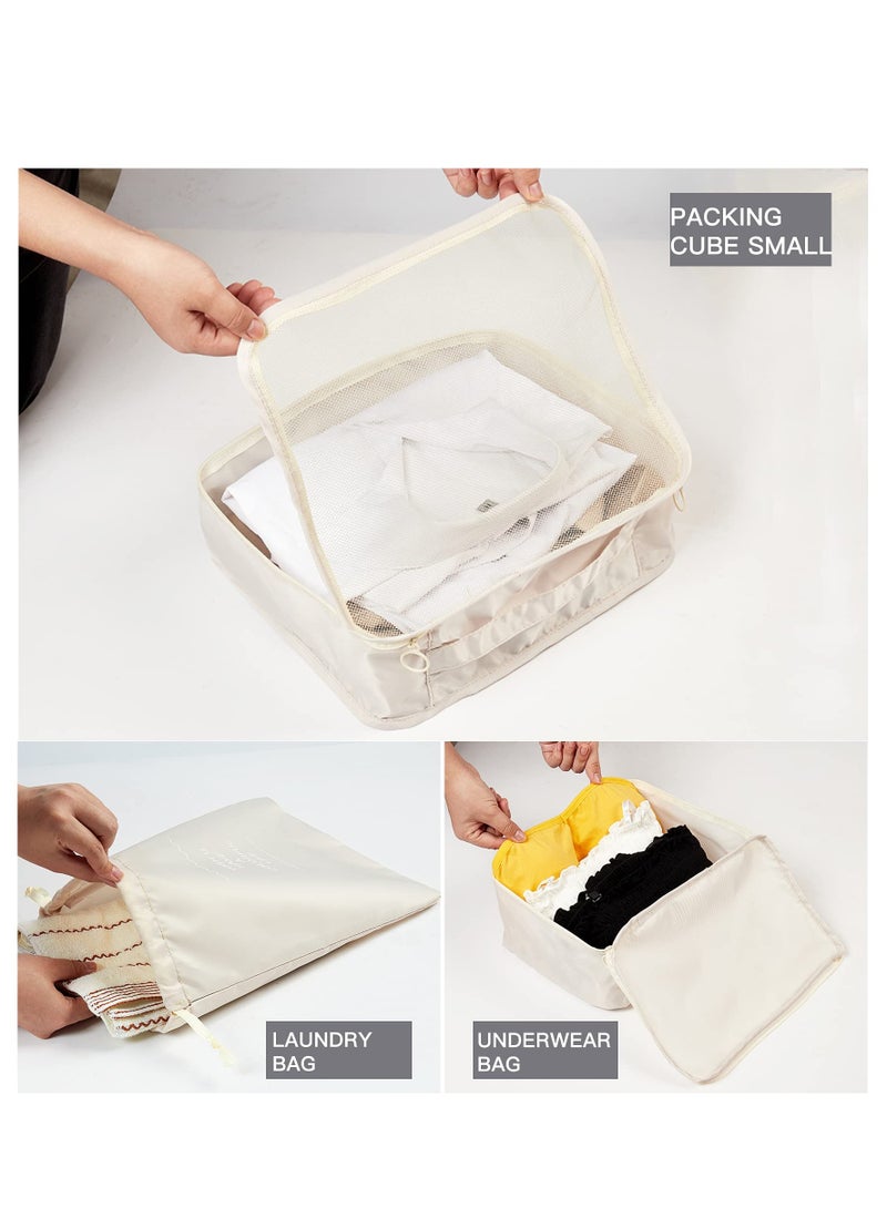 Travel Packing Cubes Set of 8 with Toiletry Bag and Shoe Bag, Made from Durable Waterproof Fabric for Organized Luggage - Beige Travel Accessories.  - Image 3