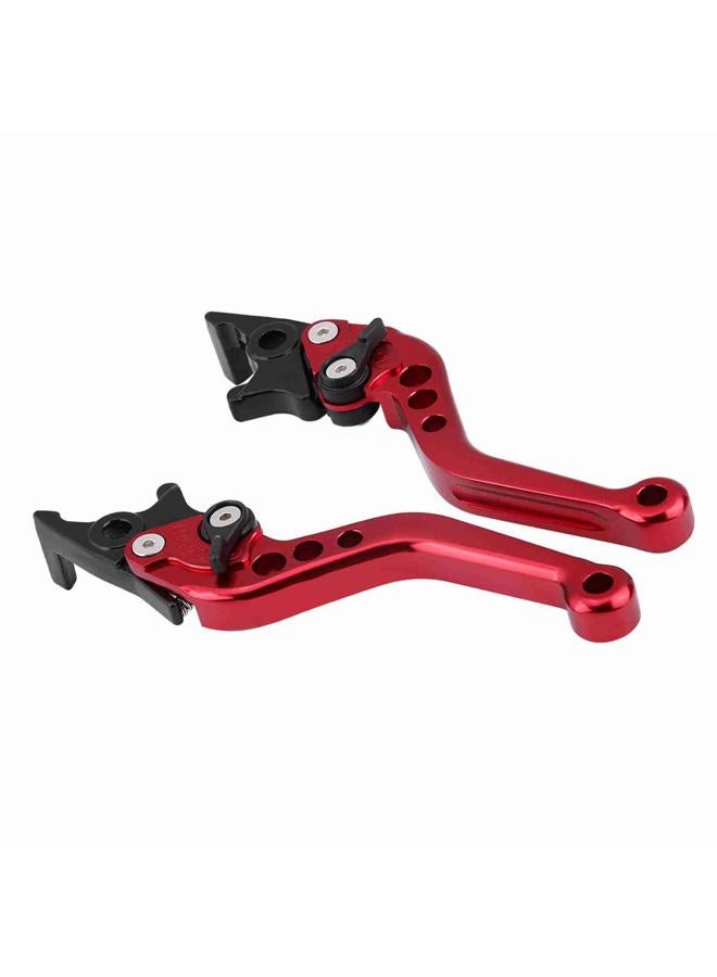 Estink ذراع فرامل دراجة نارية، 1 زوج عالمي قابل للتعديل من الألمنيوم CNC تعديل ذراع فرامل القابض المزدوج لمعظم الدراجات النارية والسكوتر والدراجات الكهربائية (أحمر) - Image 1
