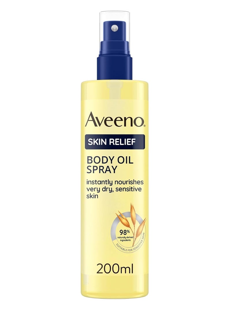 Body Oil Spray for Skin Comfort, with Oat Oil and Jojoba Oil, suitable for sensitive skin, instantly moisturizes sensitive and very dry skin, suitable for massage, 200 ml