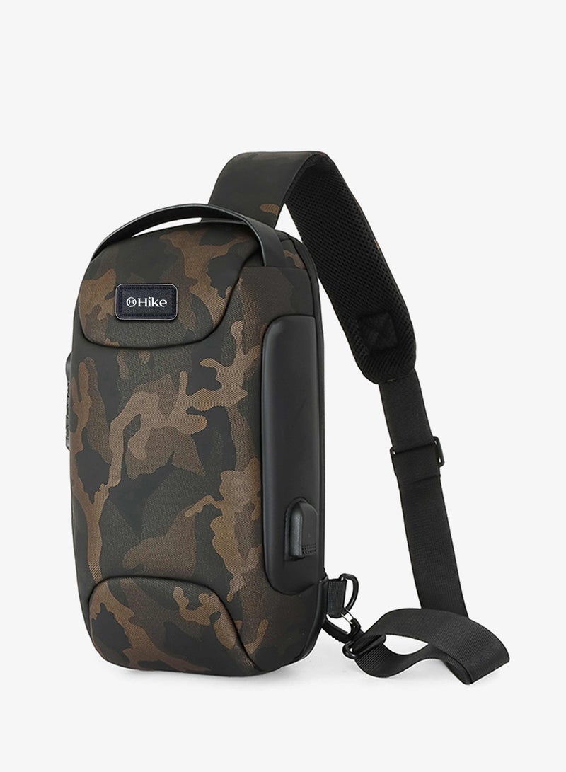 HIKE Unisex Crossbody Bag Water Resistant Anti-Theft Shoulder Bag with Built in USB Port and 3-Digit Combination lock for Business Travel Outdoor Shopping, HKSBYG - Image 1