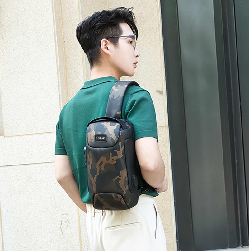 هايك Unisex Crossbody Bag Water Resistant Anti-Theft Shoulder Bag with Built in USB Port and 3-Digit Combination lock for Business Travel Outdoor Shopping, HKSBYG - Image 2
