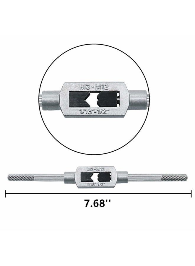 Sunxenze 8pcs Metric Thread Machine Taps Set, Hand Screw Thread Plug Taps M3 M4 M5 M6 M8 M10 M12 with Adjustable Tap Wrench 1/16-1/2'' - Image 2