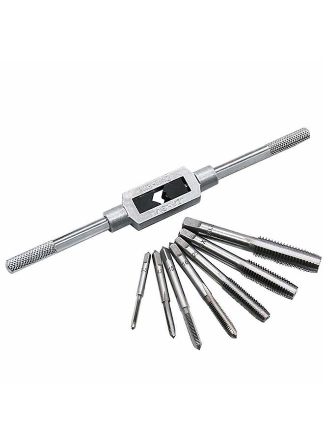 Sunxenze 8pcs Metric Thread Machine Taps Set, Hand Screw Thread Plug Taps M3 M4 M5 M6 M8 M10 M12 with Adjustable Tap Wrench 1/16-1/2'' - Image 1