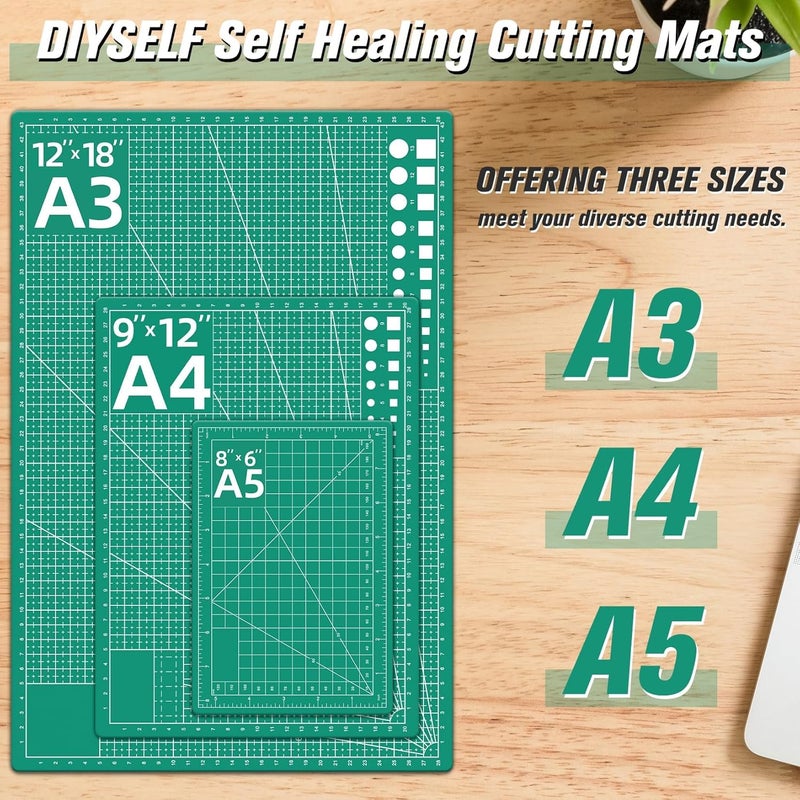 إكسفور حصيرة قص، حصيرة حرفية ذاتية الشفاء مزدوجة الجوانب، مكونة من 5 طبقات، خضراء، 18 بوصة × 12 بوصة (A3)، مثالية للأقمشة والورق والفنون والحرف اليدوية والخياطة وسجلات القصاصات - Image 3