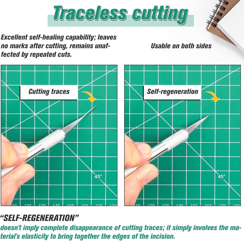 إكسفور حصيرة قص، حصيرة حرفية ذاتية الشفاء مزدوجة الجوانب، مكونة من 5 طبقات، خضراء، 18 بوصة × 12 بوصة (A3)، مثالية للأقمشة والورق والفنون والحرف اليدوية والخياطة وسجلات القصاصات - Image 2