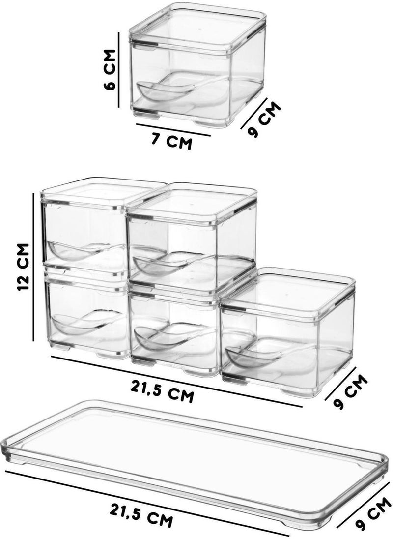 Nandy Home Clear Spice Jar Set with 6 Stands, Spoons and Visual Labels  - Image 3