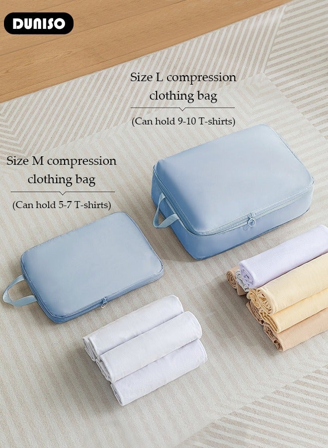 DUNISO 6 قطع مكعبات التعبئة للحقائب، مجموعة حقائب تخزين السفر، منظّم حقائب السفر المقاومة للماء، حقائب تنظيم ضغط متعددة الوظائف، مجموعة تعبئة السفر للاحتياجات الأساسية للسفر للرجال والنساء - Image 5