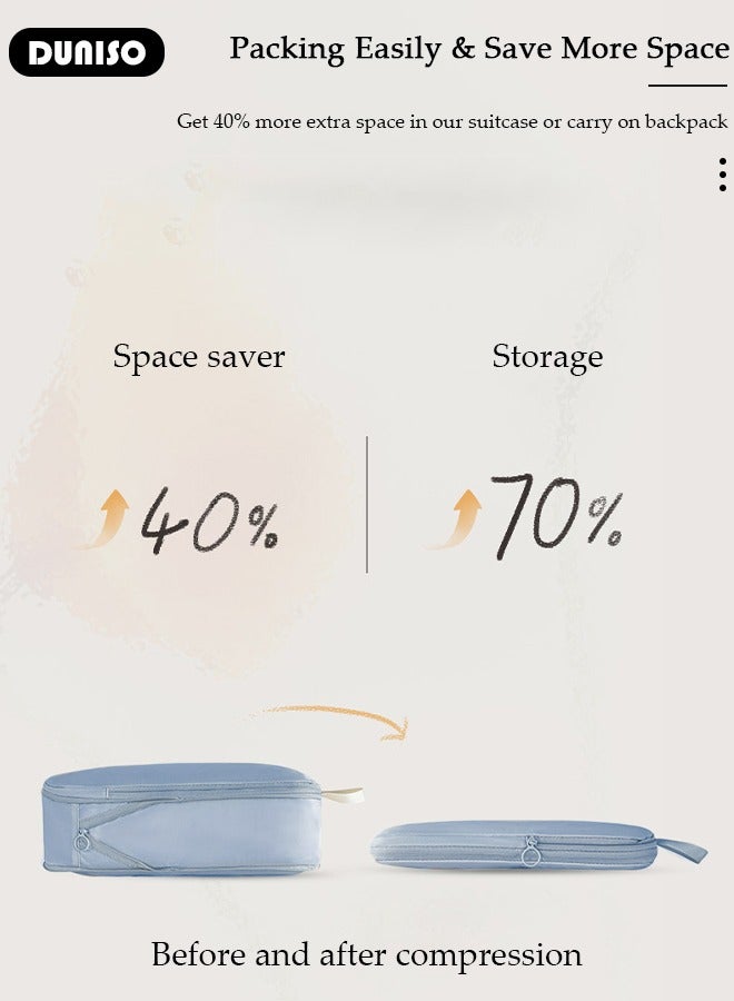 DUNISO 6 قطع مكعبات التعبئة للحقائب، مجموعة حقائب تخزين السفر، منظّم حقائب السفر المقاومة للماء، حقائب تنظيم ضغط متعددة الوظائف، مجموعة تعبئة السفر للاحتياجات الأساسية للسفر للرجال والنساء - Image 2