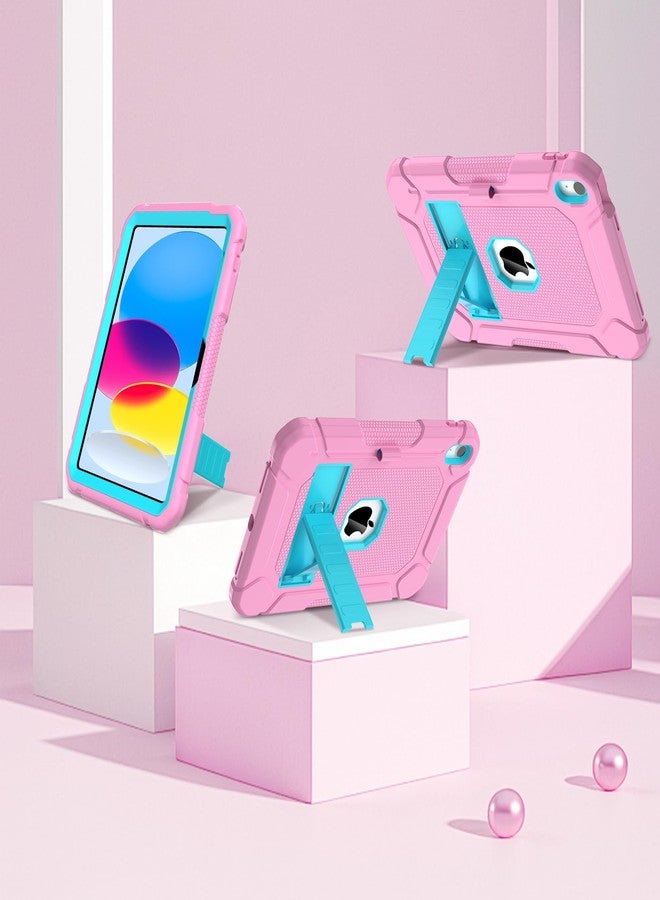 LTROP Case for iPad 10th Generation 10.9 inch 2022, iPad 10th Generation Case with Kickstand & Pencil Holder, Heavy Duty Shockproof Rugged Protective iPad 10th Gen Case, Pink and Turquoise - Image 5