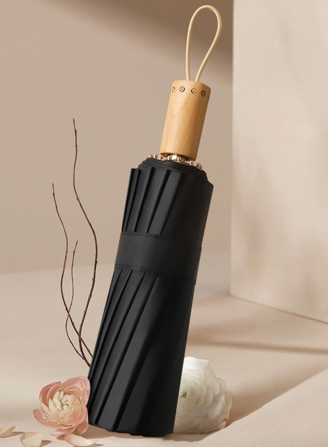 جوي شيك مظلة شمسية للحماية من الأشعة فوق البنفسجية قوية ذات 16 ضلع من ريترو فاشون باللون الأسود/الأخضر - Image 5